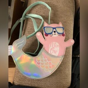 Mermaid Cat Crossbody Bag for Kids - Pink and Silver